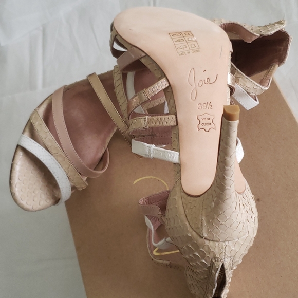JOIE New ZEE Strappy Heel Sandal Caged Embossed ALL Leather Pump Nude Womens🎉HP - Picture 12 of 16